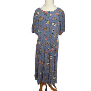 Princess Highway Dress Women's 12 Blue Floral Maxi Modest Button Front NWOT 90s